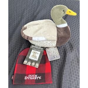2013 Duck Dynasty Duck Plush 11 1/2" x 10" Stuffed Plaid Beanie Hat Bundle Lot 2